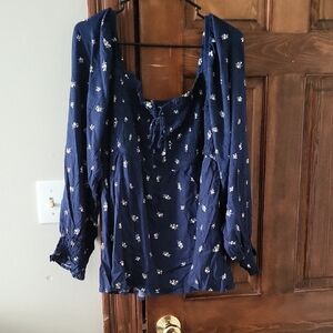 Torrid Dark Blue Floral Blouse